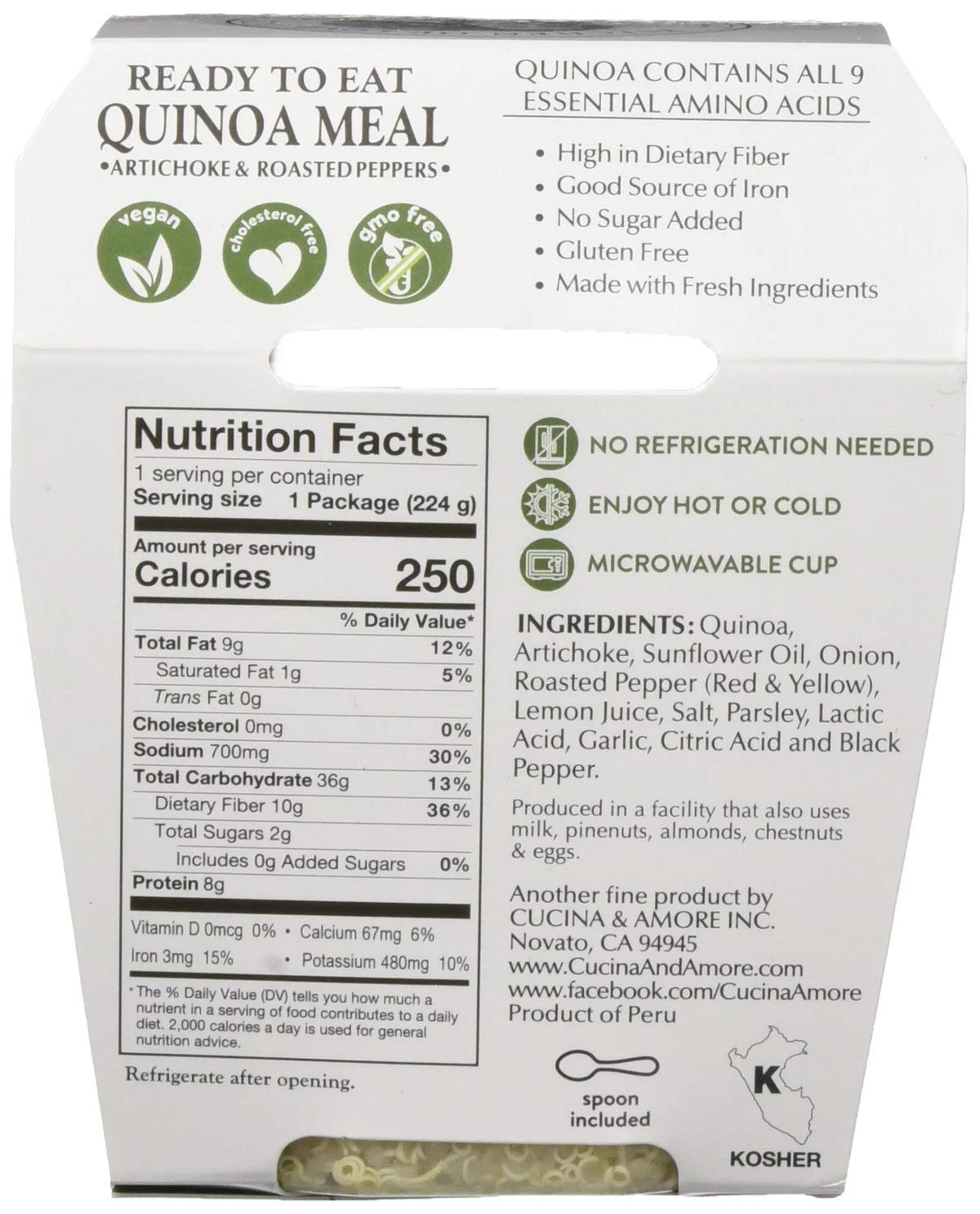 Quinoa Meal Artichoke & Roasted Pepper 7.9oz Pack of 6 H2123