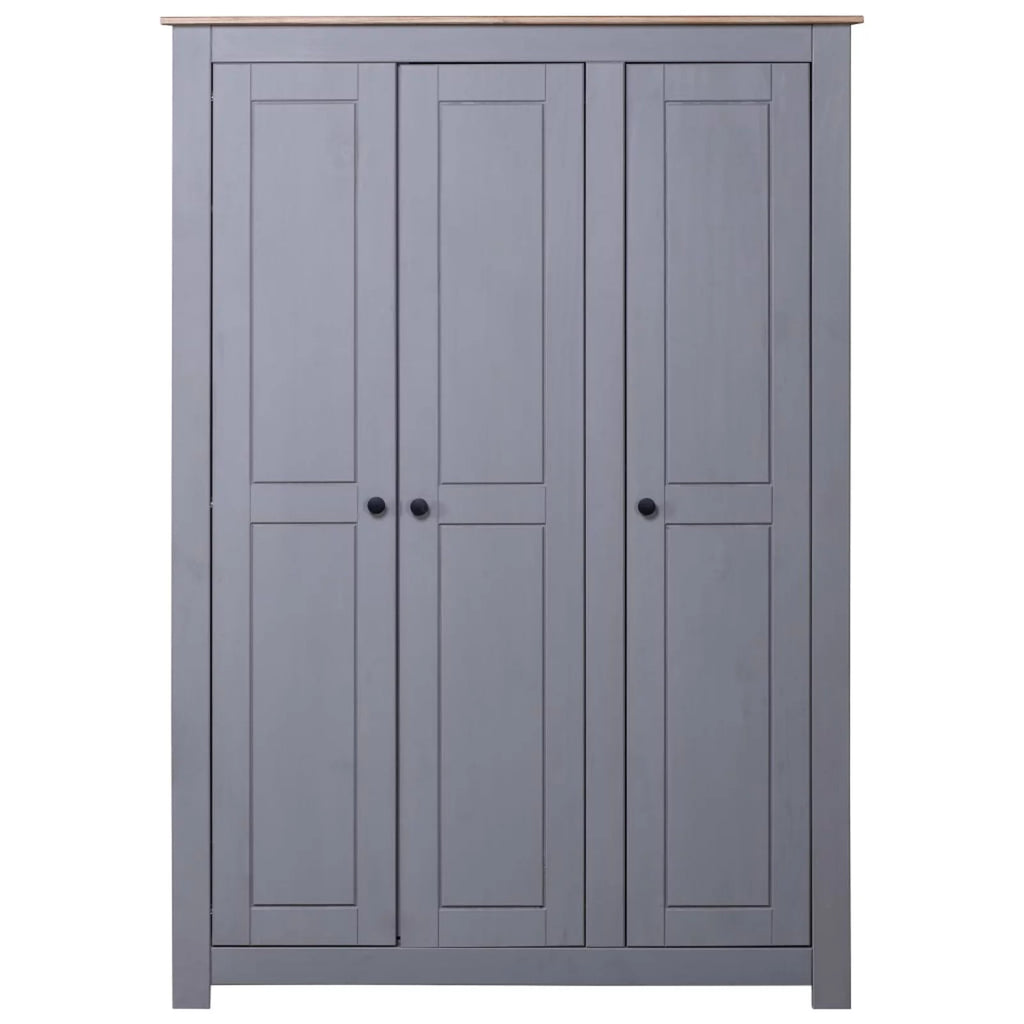 3-Door Gray Pine Wardrobe H5197