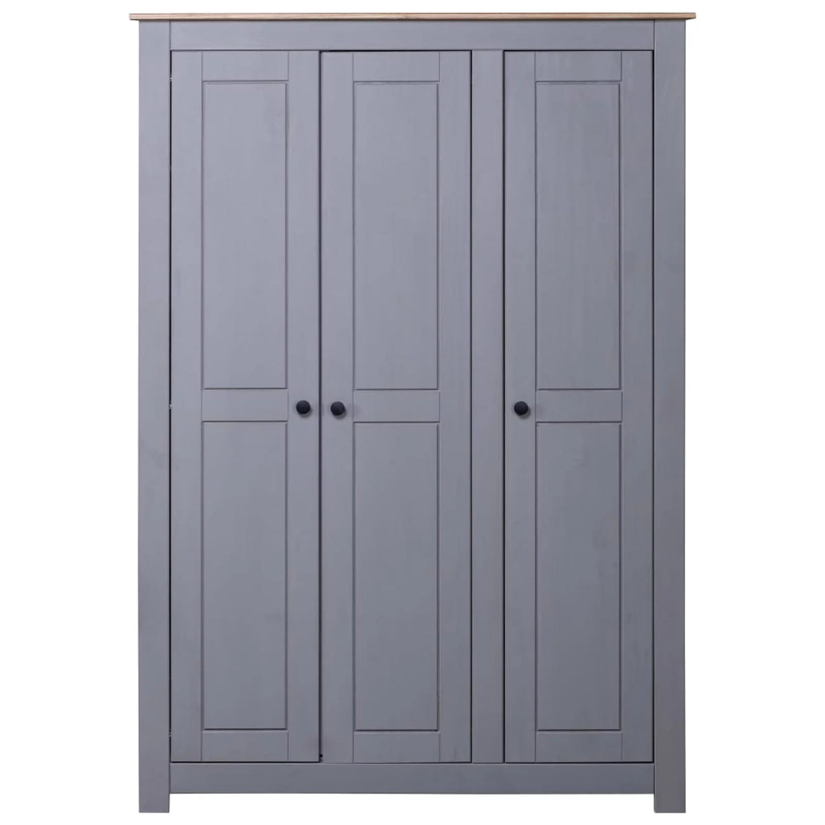 3-Door Gray Pine Wardrobe H5197