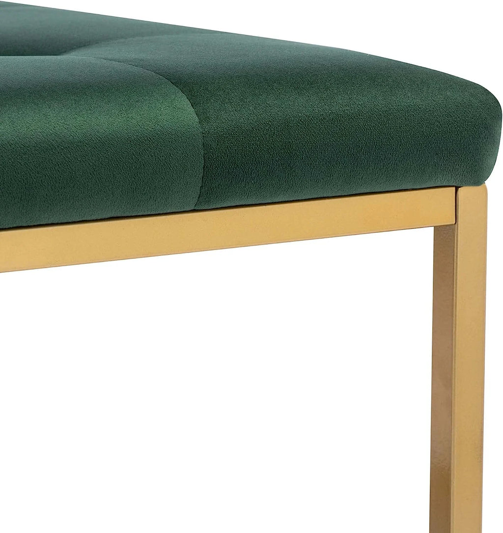 Green Velvet Ottoman Coffee Table with Metal Base G510625