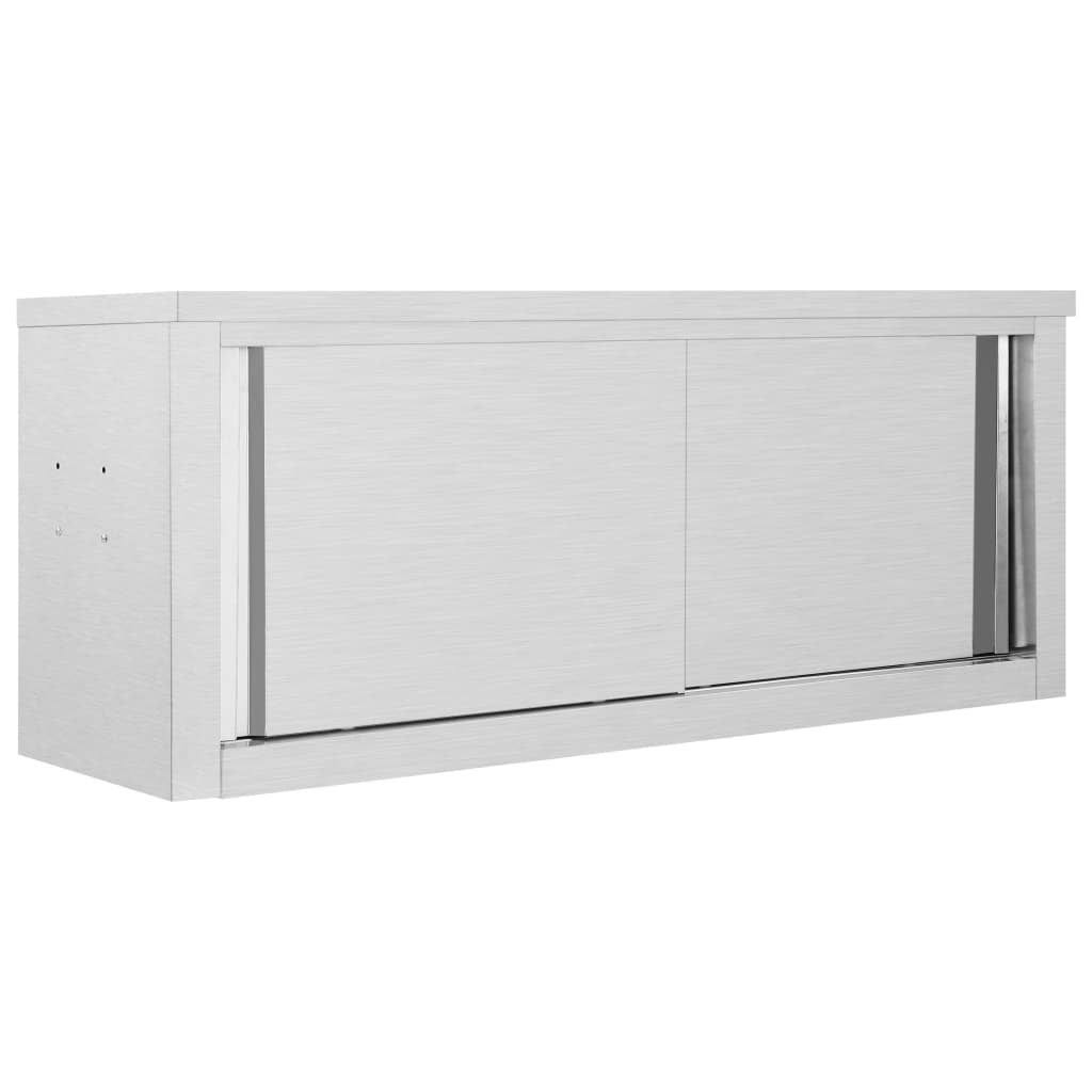 Stainless Steel Kitchen Wall Cabinet with Sliding Doors H77205