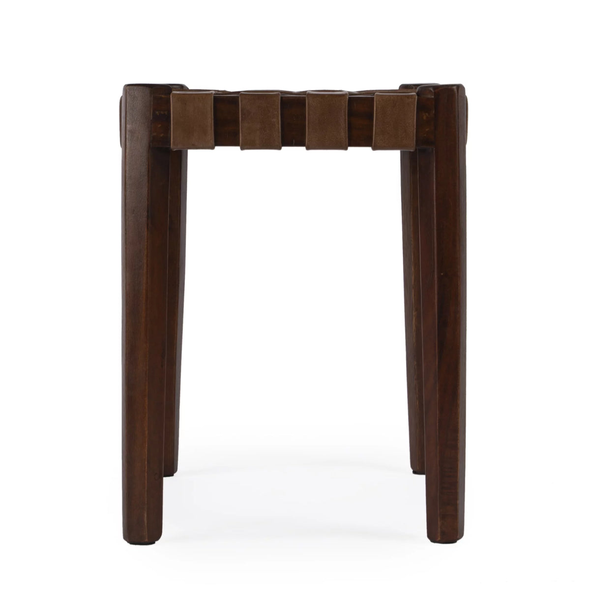 Brown Leather Woven Stool Q883