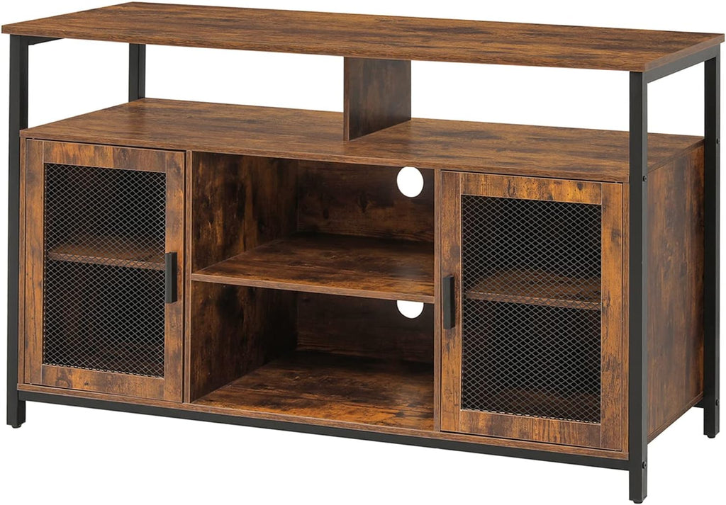 Rustic Brown TV Stand with Storage Shelves E834529