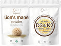 Vitamin D3 10,000iu + K2 200mcg Softgels & Lions Mane Mushroom Powder 2 Pack X270