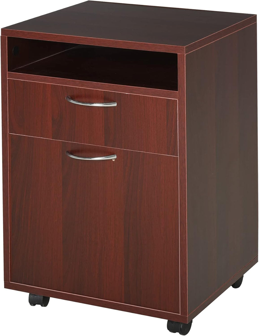 Brown Mobile File Cabinet with Lockable Drawer, Pack of 2 L242768