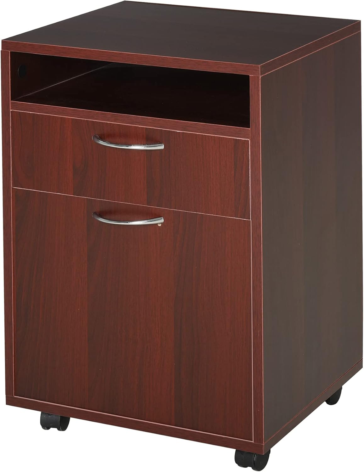 Brown Mobile File Cabinet with Lockable Drawer, Pack of 2 L242768