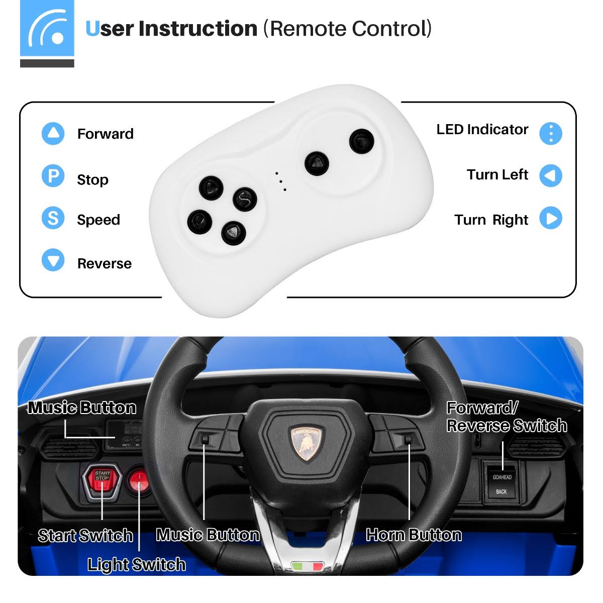 12V 7Ah Licensed Lamborghini Urus Kids Ride on Car Electric Vehicle with Remote Control K935