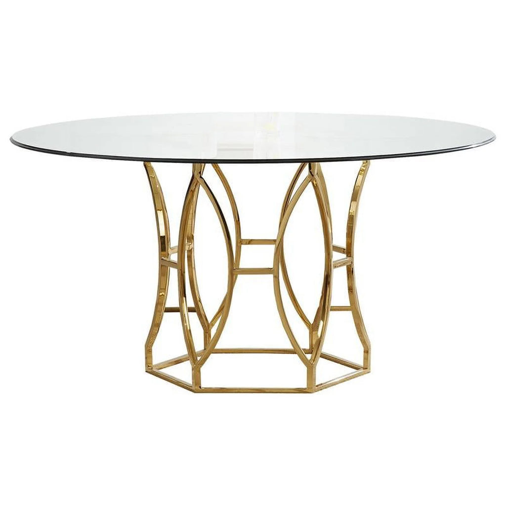 60" Stainless Steel and Glass Round Dining Table U199