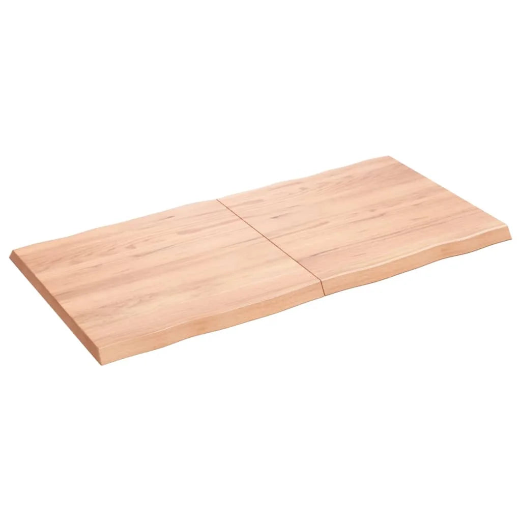 Light Brown Treated Solid Wood Live Edge Table Top A30333