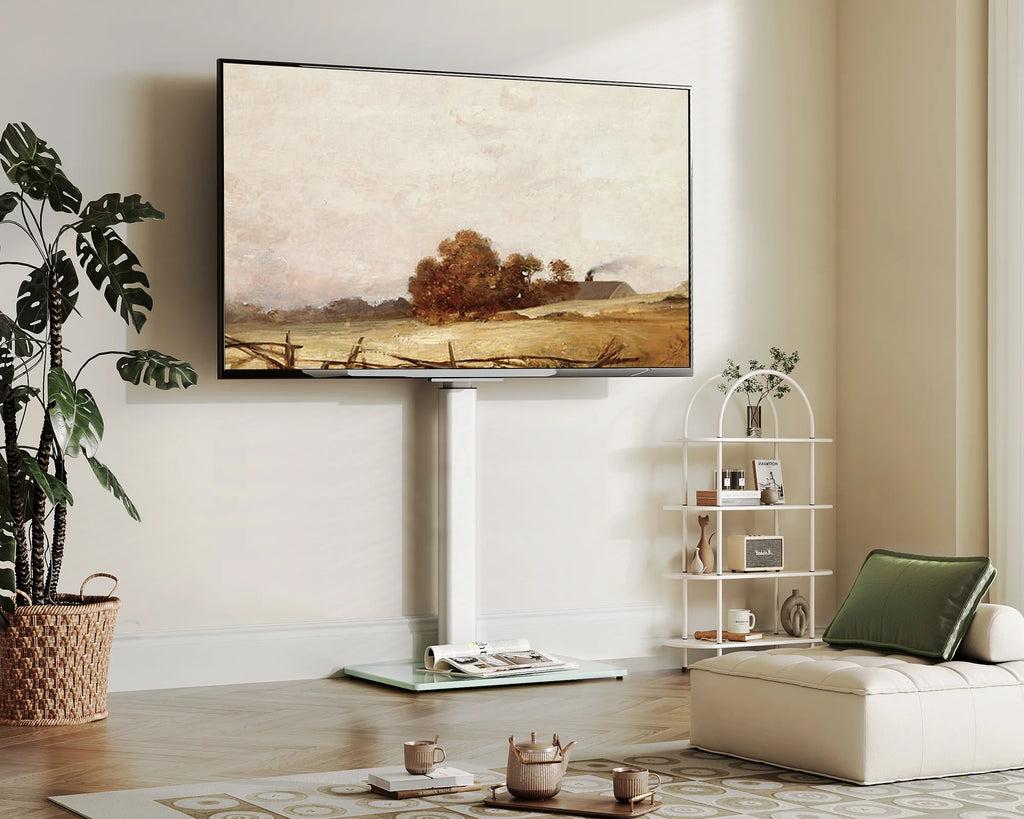 White Tempered Glass Floor TV Stand 32-65 Inch E363892