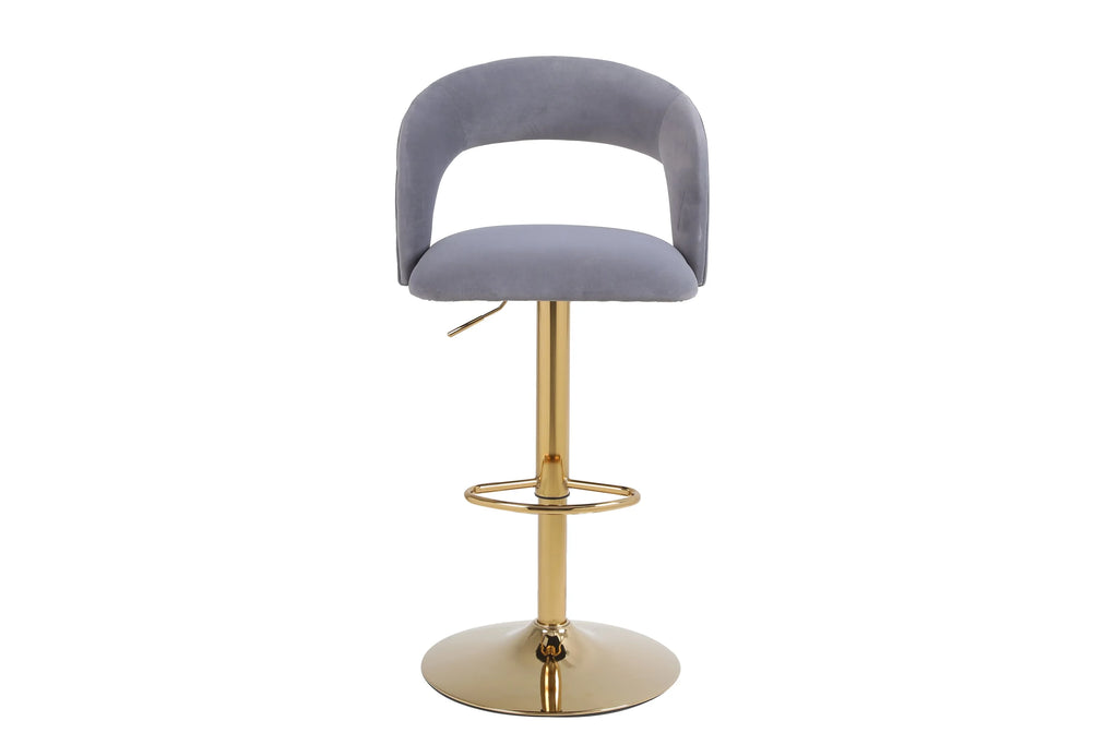 Gray Velvet Swivel Bar Stool Set of 2 Q140