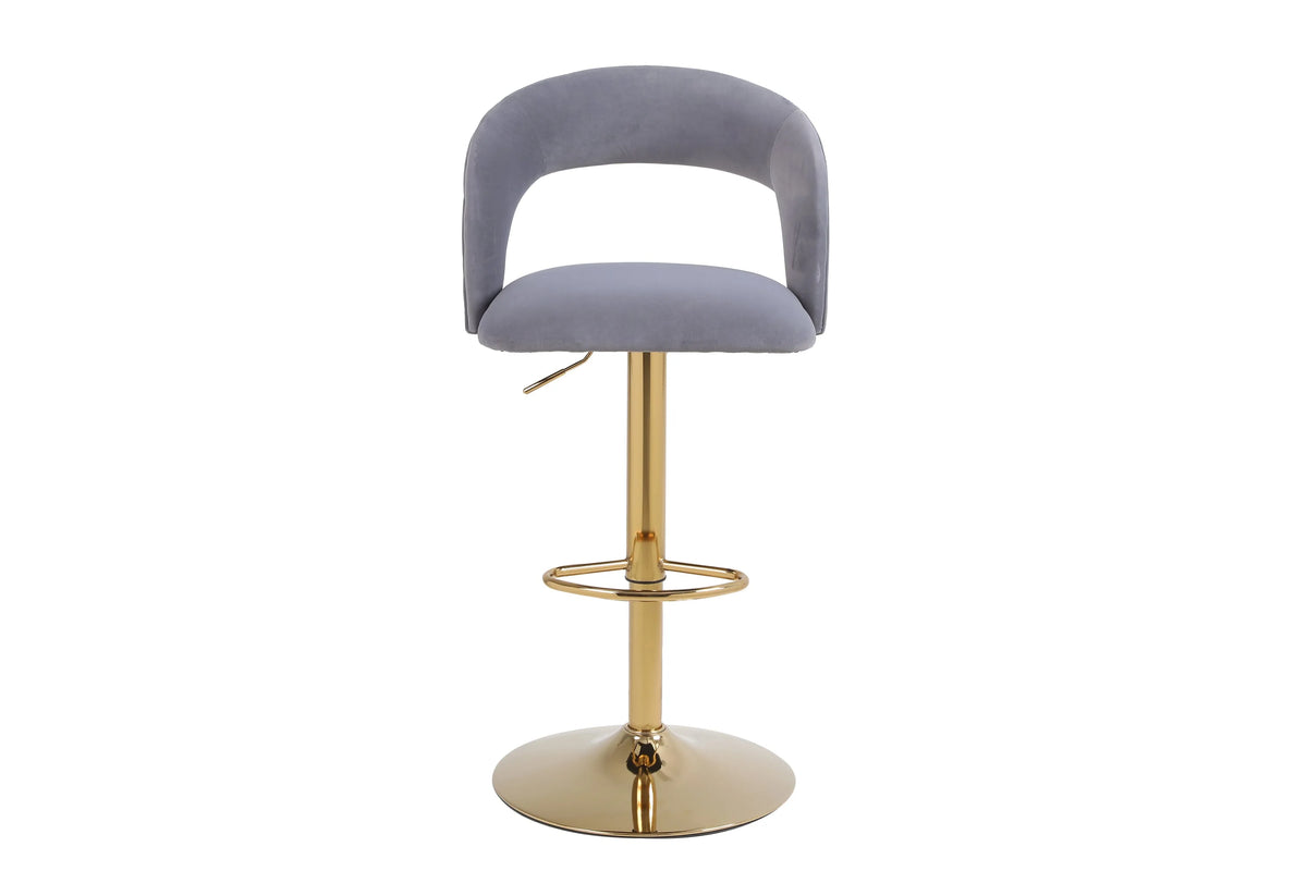 Gray Velvet Swivel Bar Stool Set of 2 Q140
