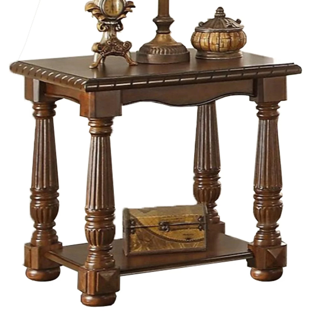 Brown Rubber Wood End Table R718