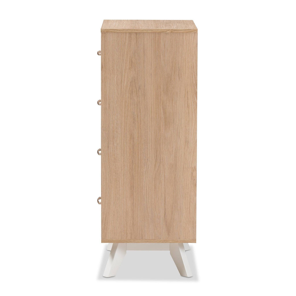 Natural Oak and Whitewashed Wood 4-Drawer Chest J343837