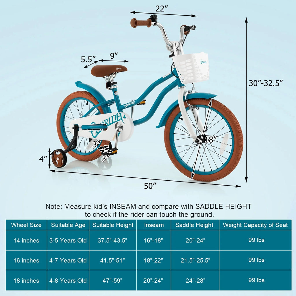 18'' Kids Bike with Training Wheel Kickstand Pink R5728