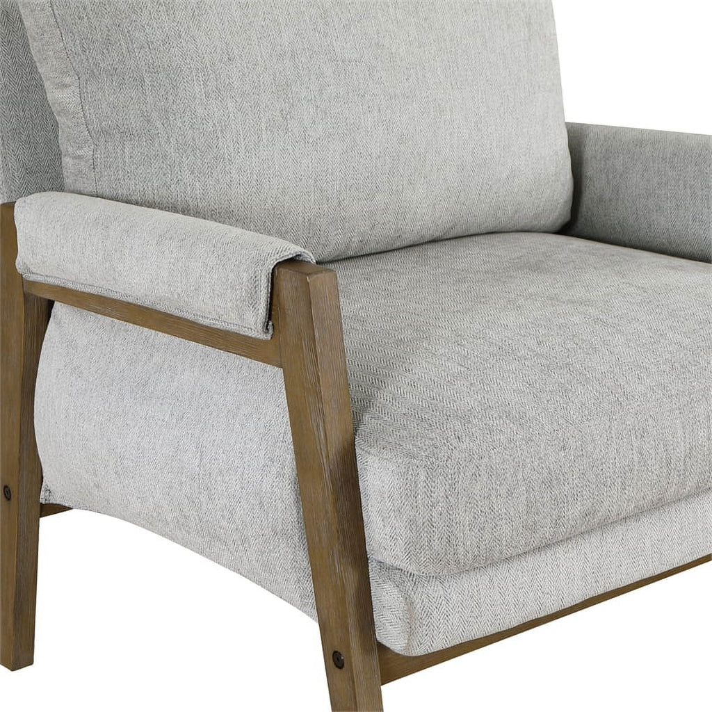 Smoke Gray Fabric Wood Frame Armchair W15994
