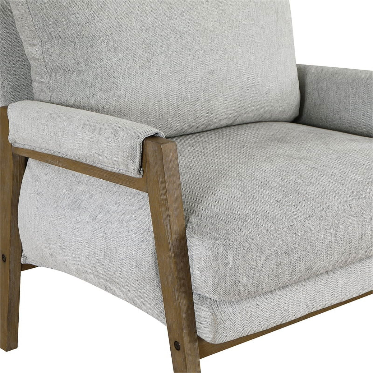 Smoke Gray Fabric Wood Frame Armchair W15994