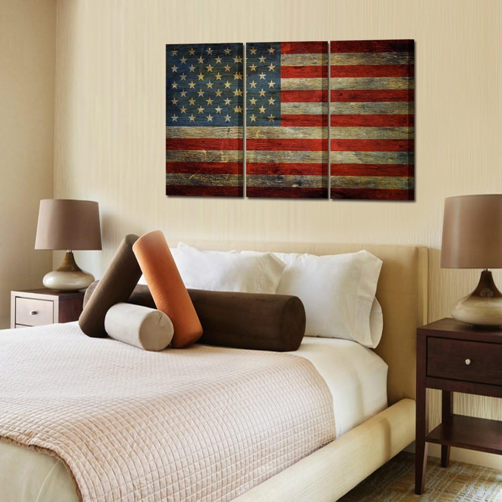 3 Panel Framed Canvas Wall Art USA Flag Print P163214