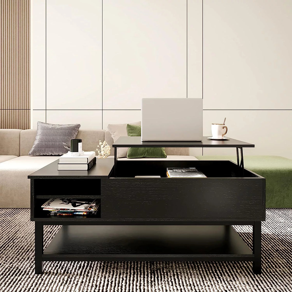 42" Black Lift Top Coffee Table Q35312