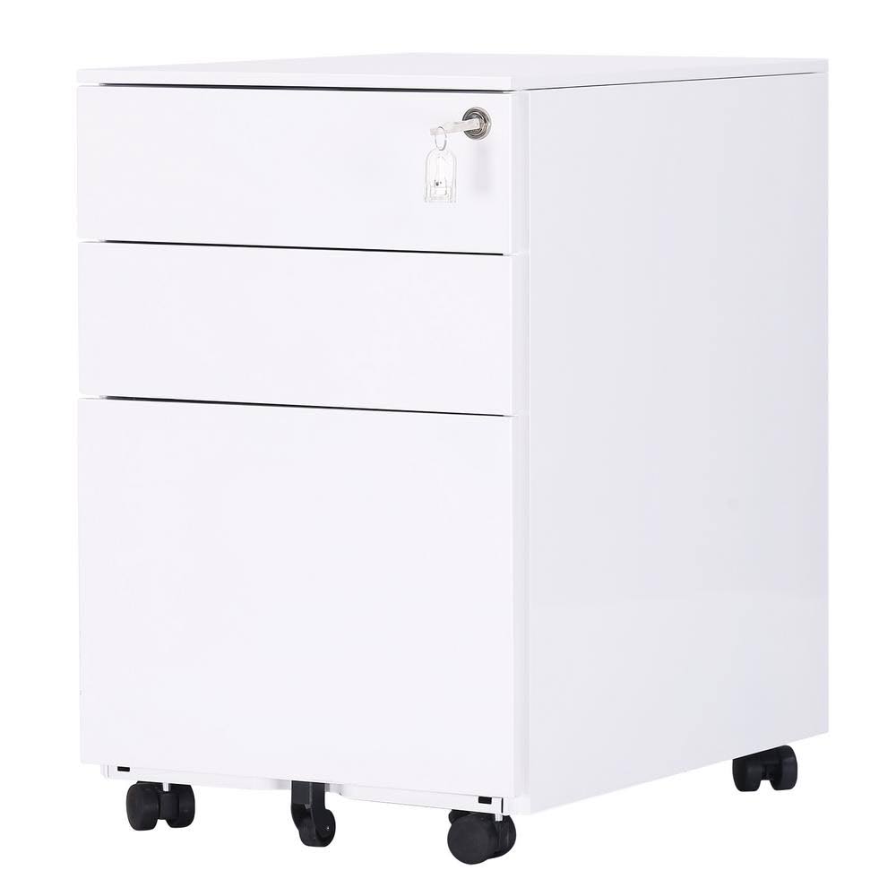 White Metal File Cabinet with Three Drawers H5626