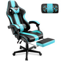 Blue Gaming Chair with Footrest & Massage Lumbar Pillow V423