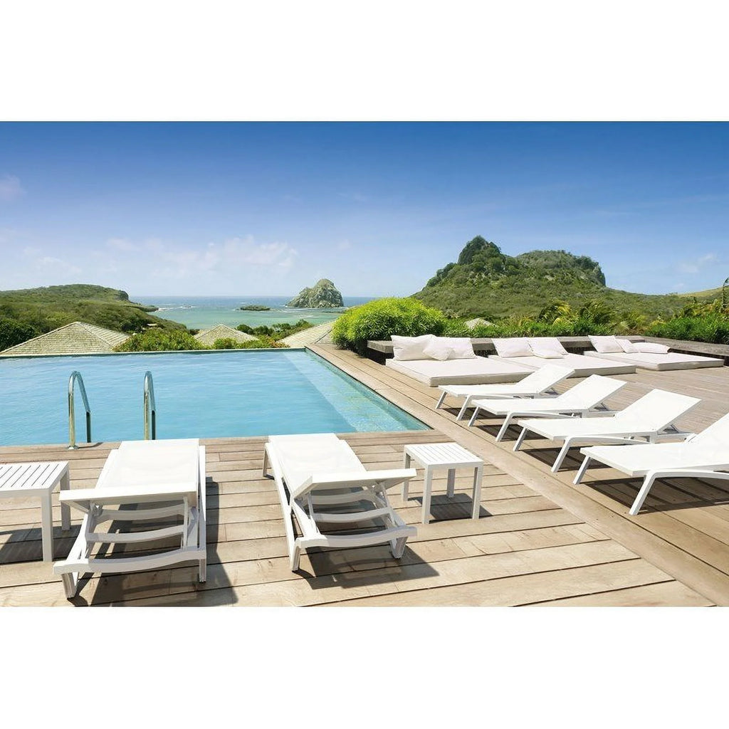 2 Piece White Resin Patio Side Table Set Z16217