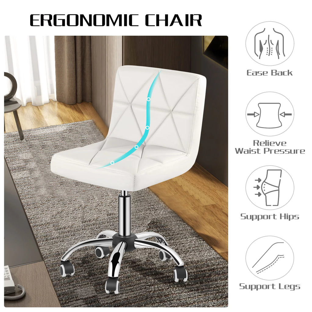 White Armless Swivel Desk Chair T6060