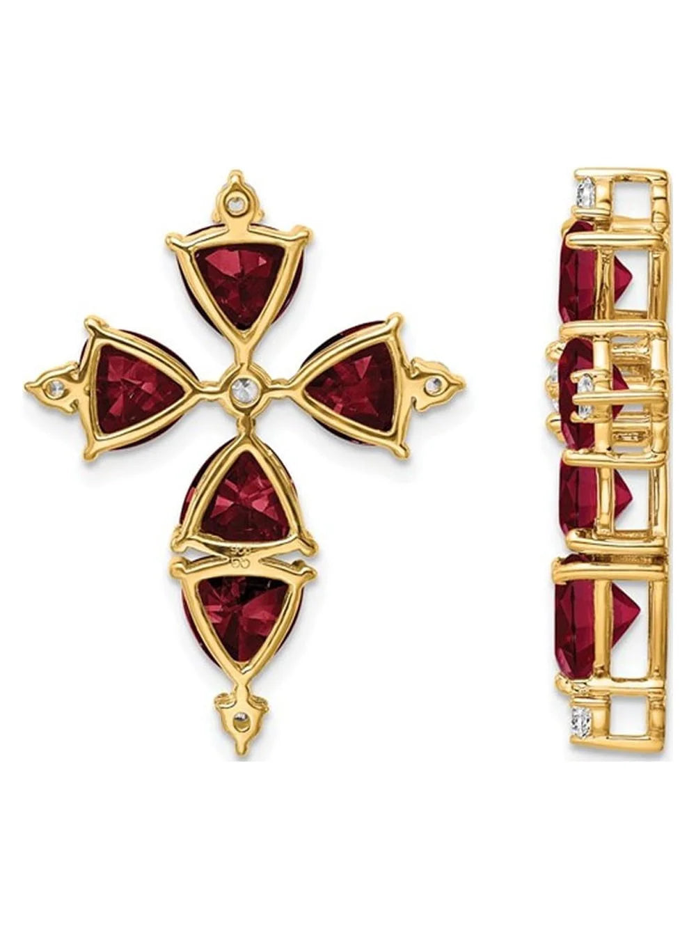 14K White Gold Lab-Created Ruby Cross Pendant Necklace with Lab-Grown Diamonds N58532