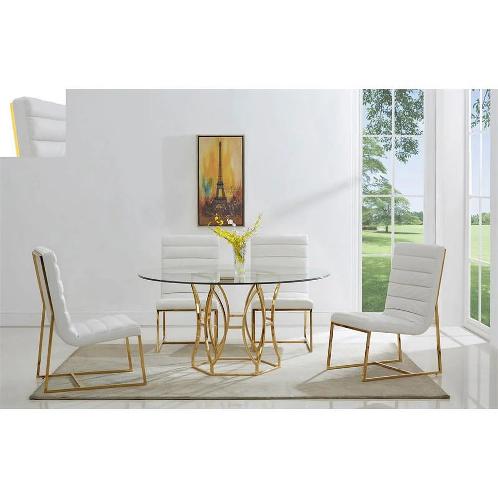 60" Stainless Steel and Glass Round Dining Table U199