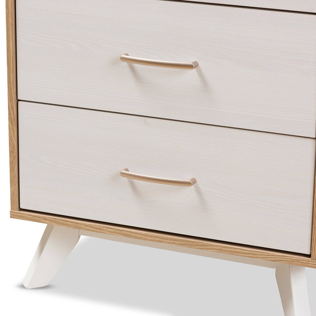 Natural Oak and Whitewashed Wood 4-Drawer Chest J343837