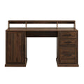 Dark Walnut Wood 3-Drawer Pedestal Writing Desk with Hutch O74956