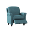 Caribbean Blue Linen-Like Fabric Push Back Recliner Chair L437