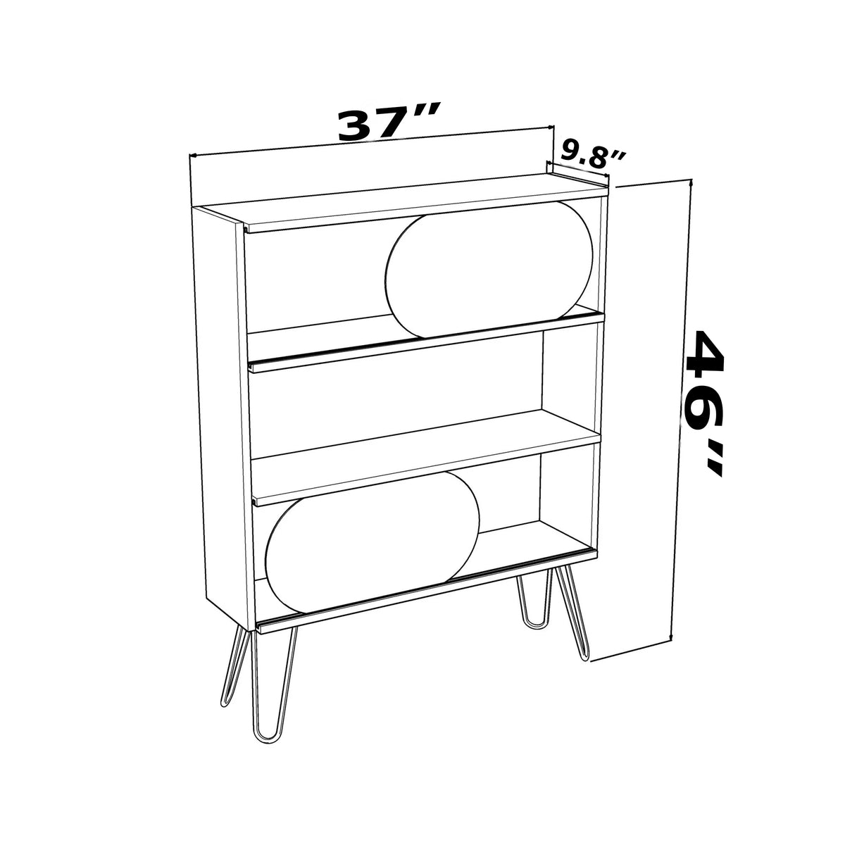 3 Tier White Metal Legs Bookshelf V220169