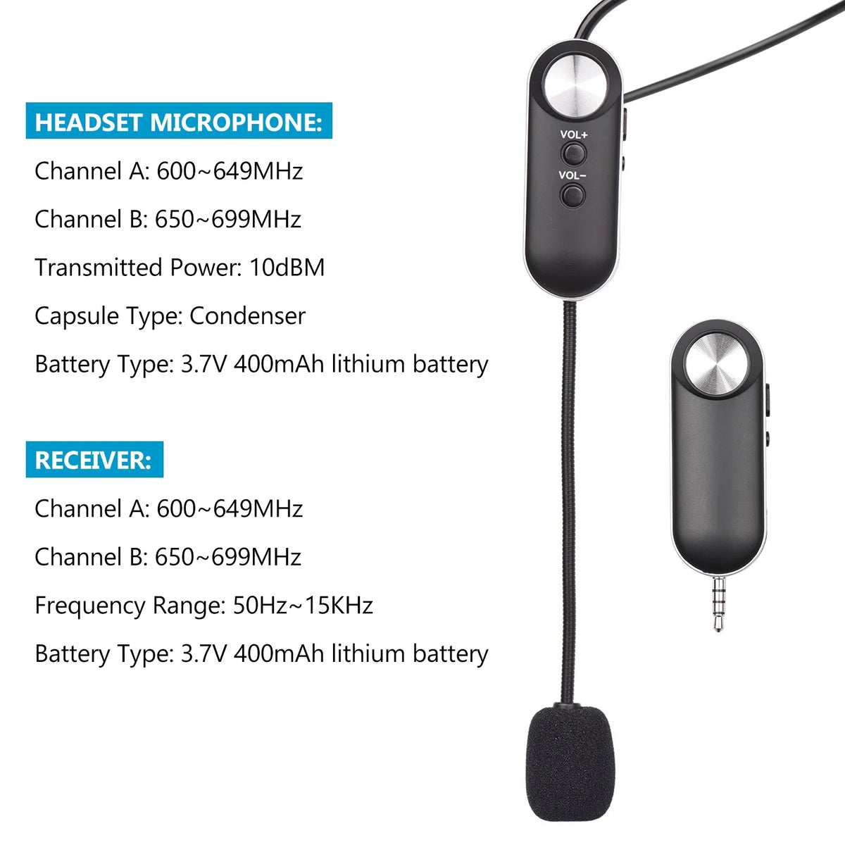 UHF Wireless Headset Microphone Set with 6.35mm Receiver B773175