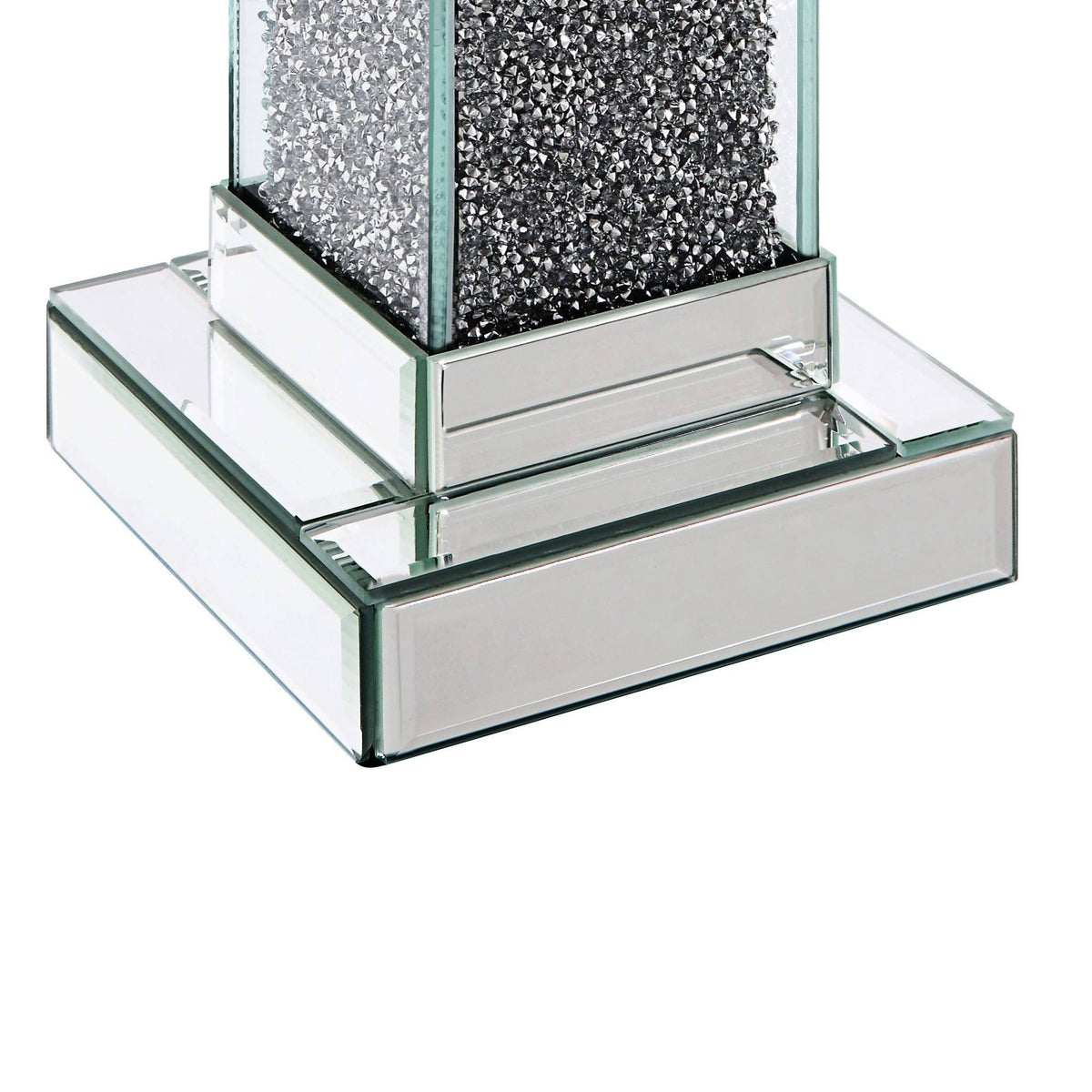 Set of Two Clear Glass Candle Holder with Faux Crystals V559