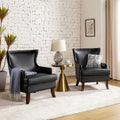 Black Faux Leather Wingback Accent Chairs Set Of 2 J3494