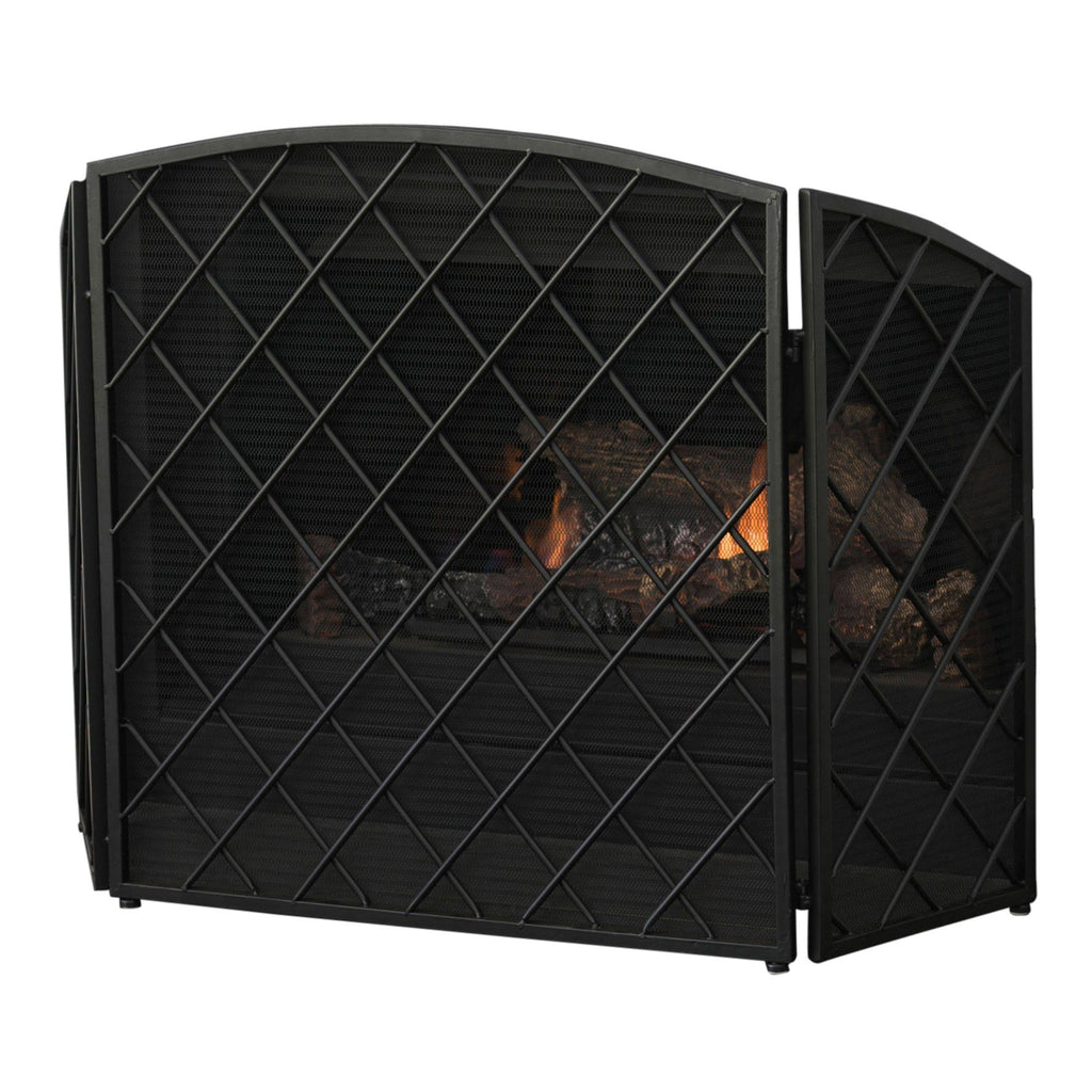Black Contemporary Three Panel Fireplace Screen M658