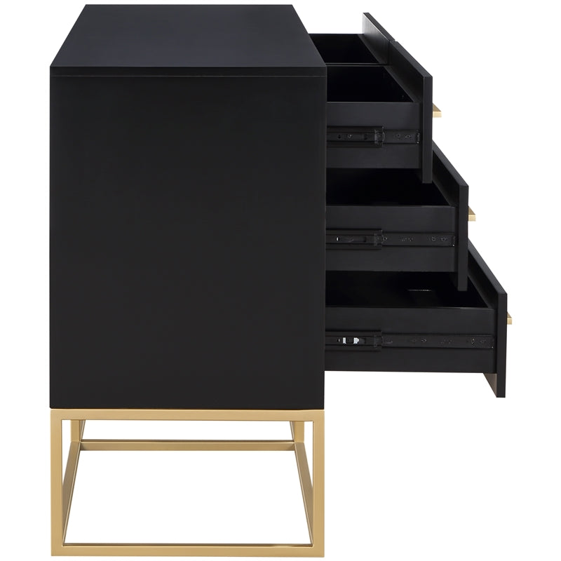 Black Dresser with Gold Metal Legs and Handle V650