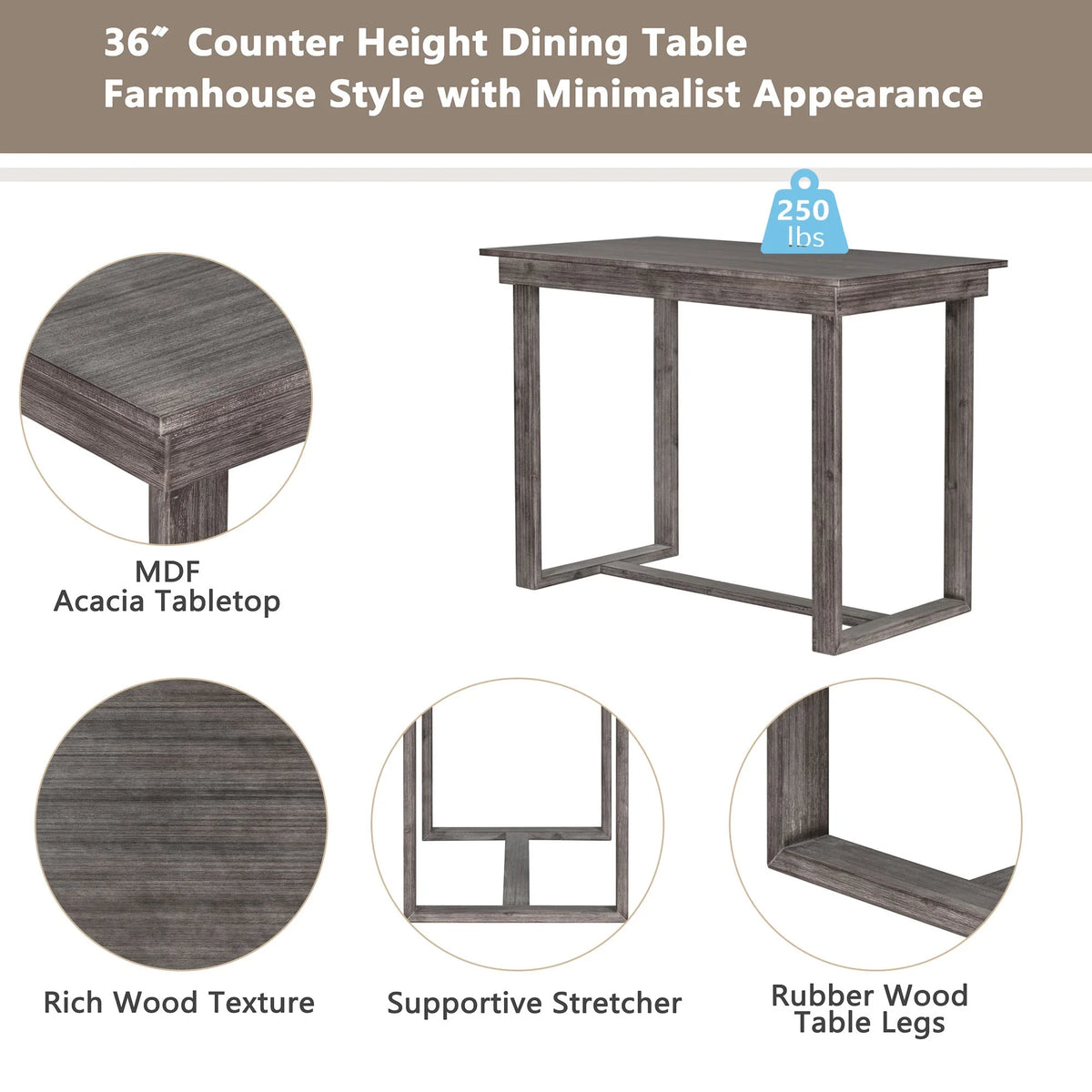 5 Piece Counter Height Dining Set with 4 Chairs M9837