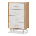 Natural Oak and Whitewashed Wood 4-Drawer Chest J343837