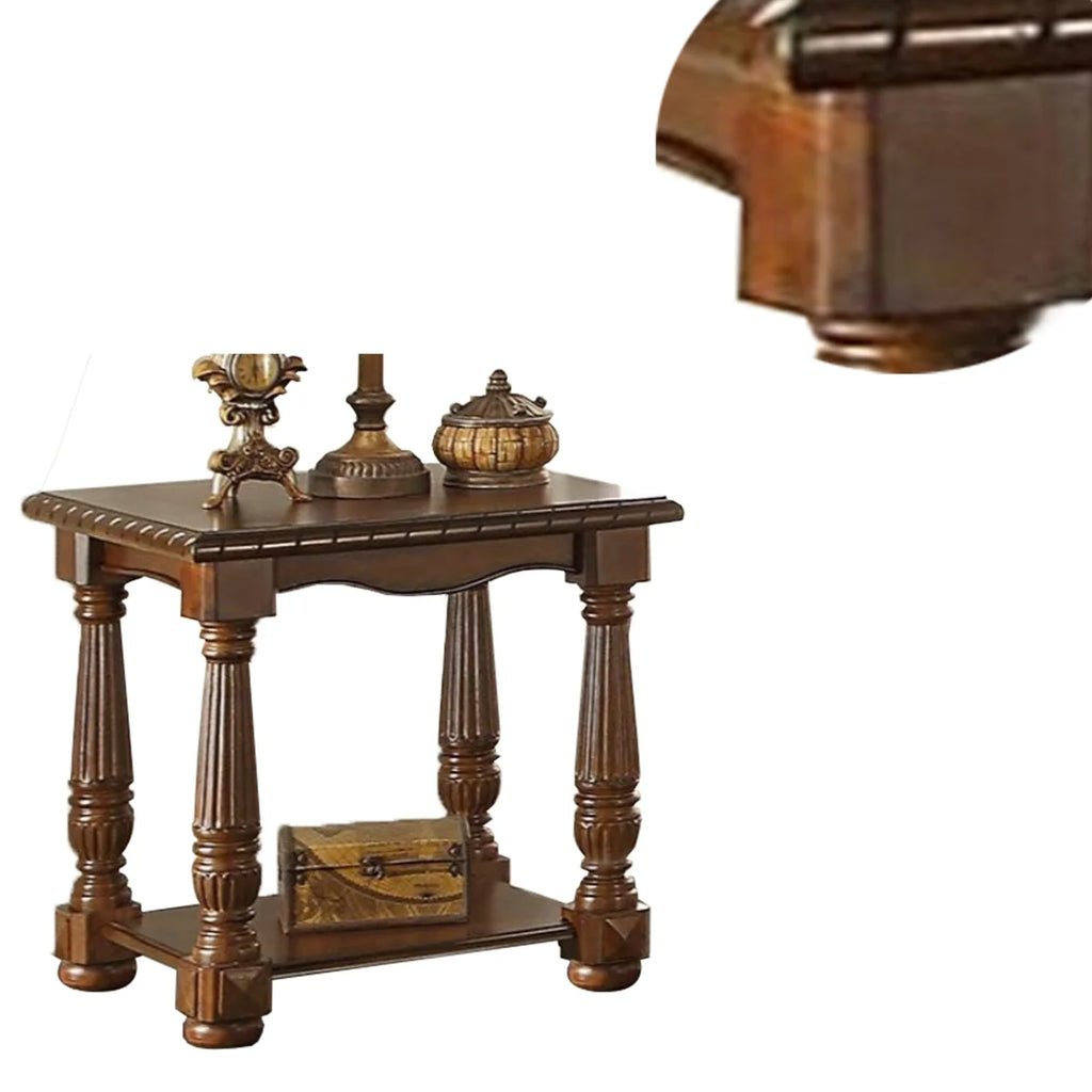 Brown Rubber Wood End Table R718