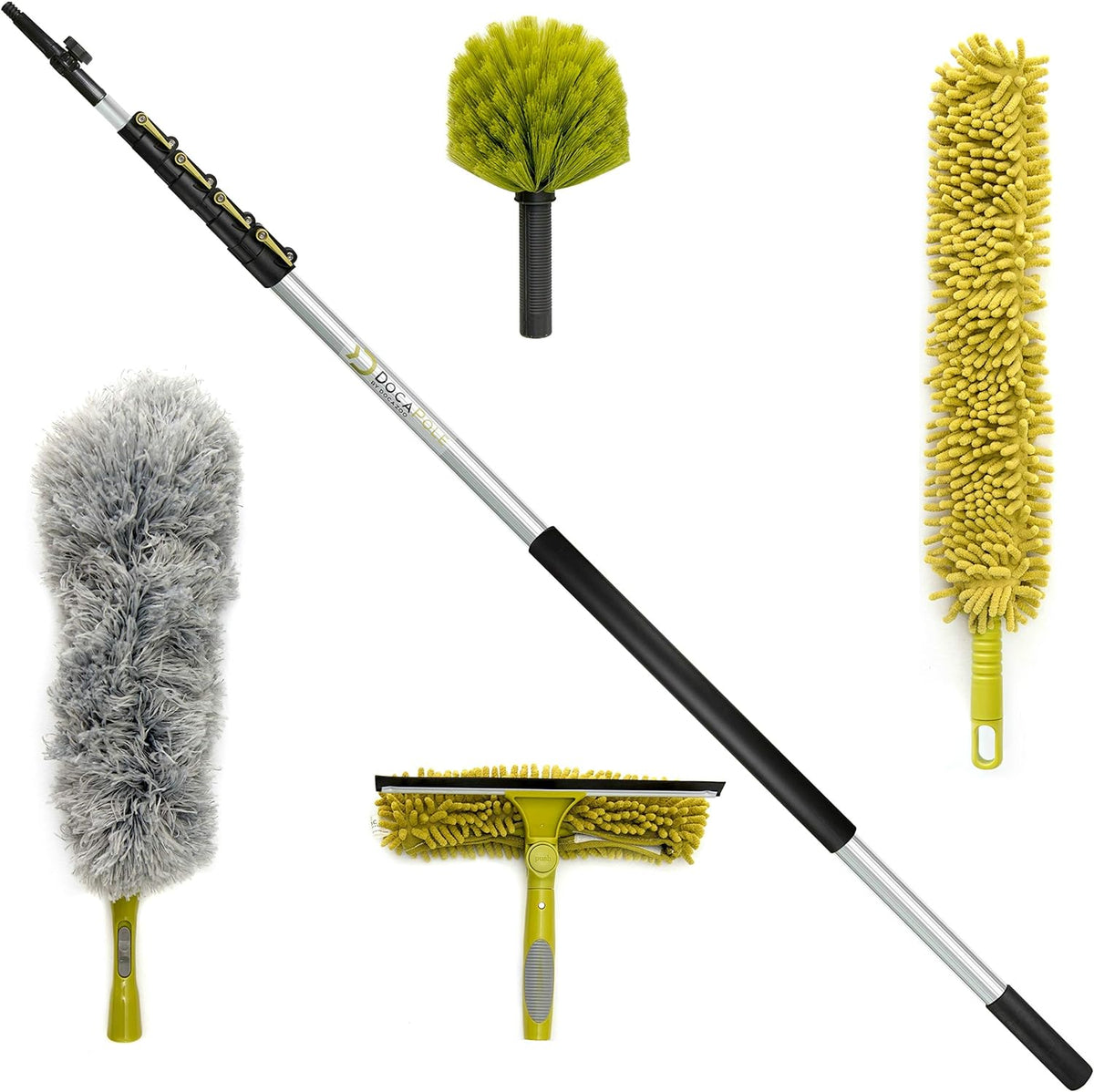 36 ft Telescoping Extension Pole Cleaning Kit with 3 Dusting Attachments and Window Squeegee M753081