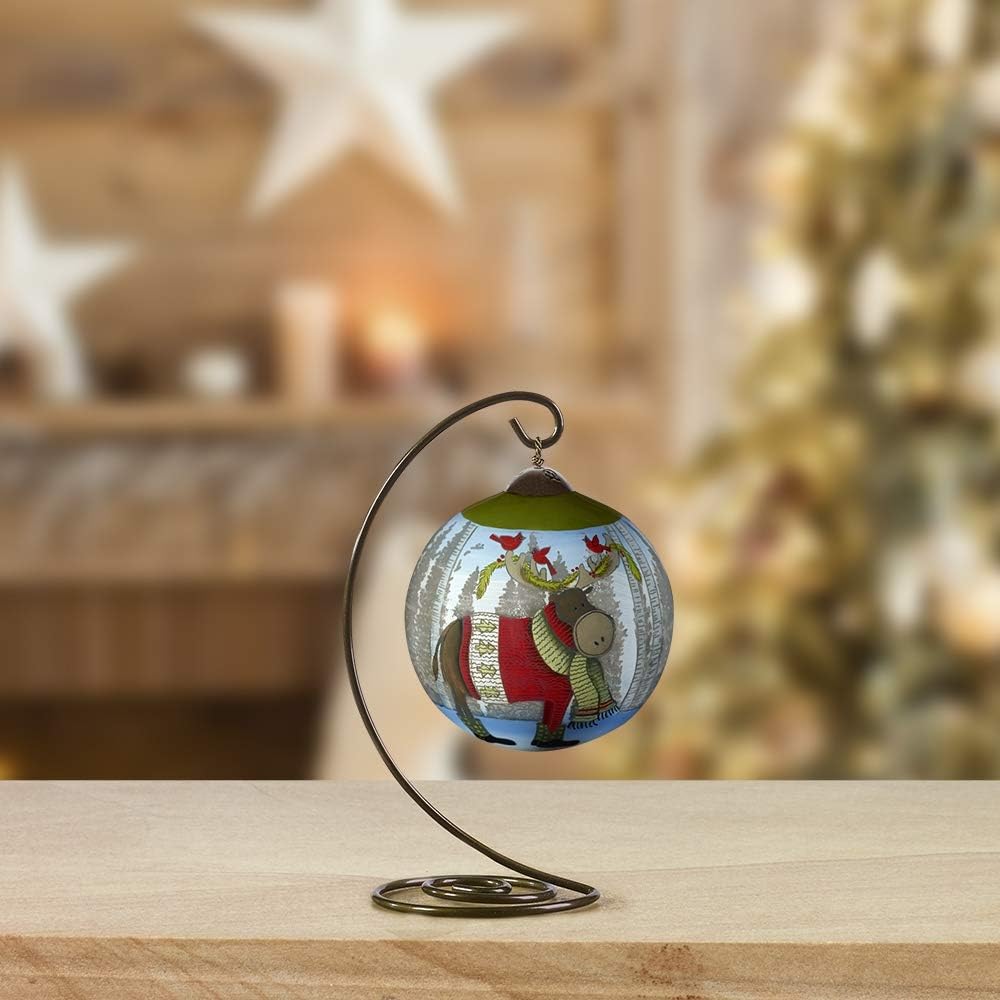 Moose with Cardinals On Antlers Ornament O7517
