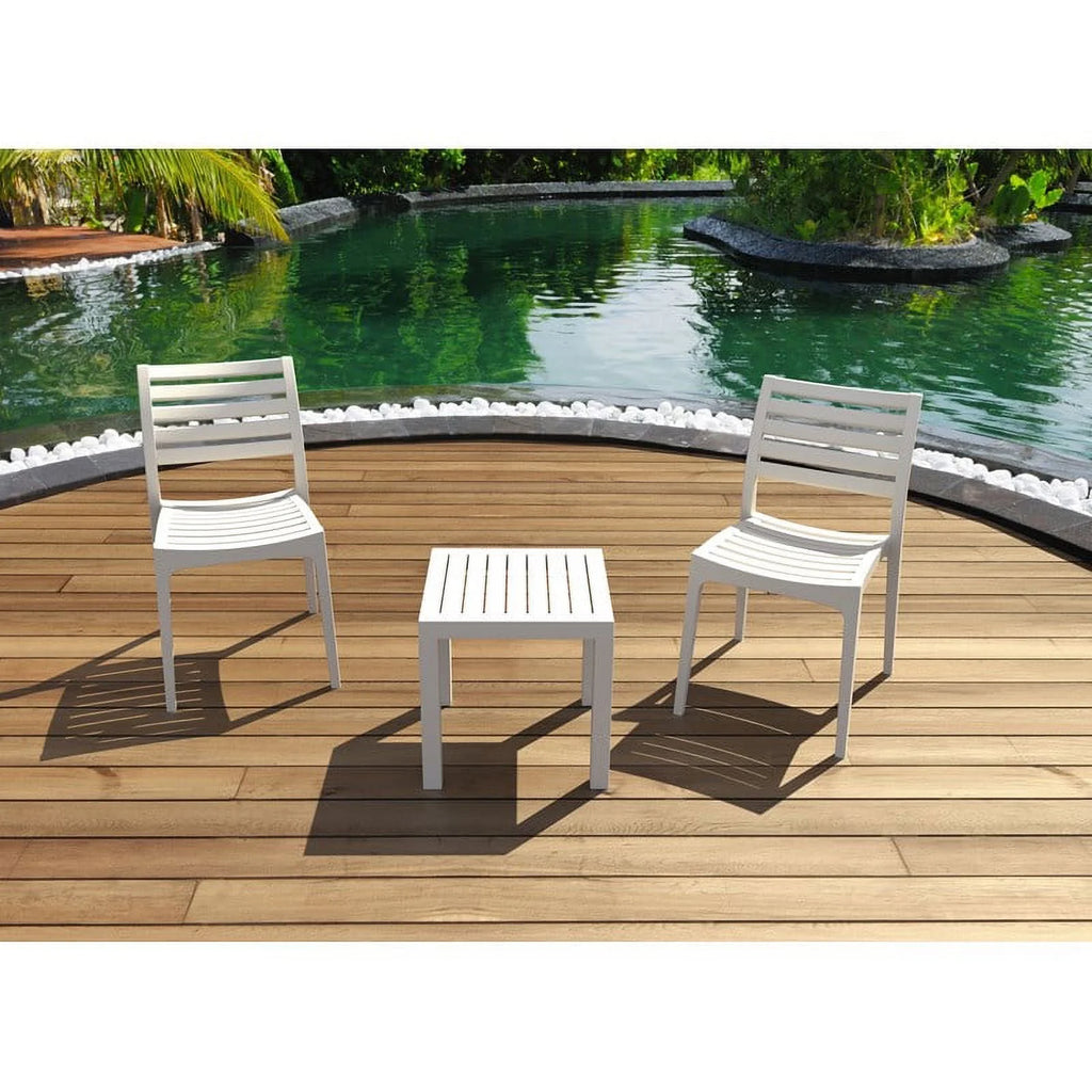 2 Piece White Resin Patio Side Table Set Z16217