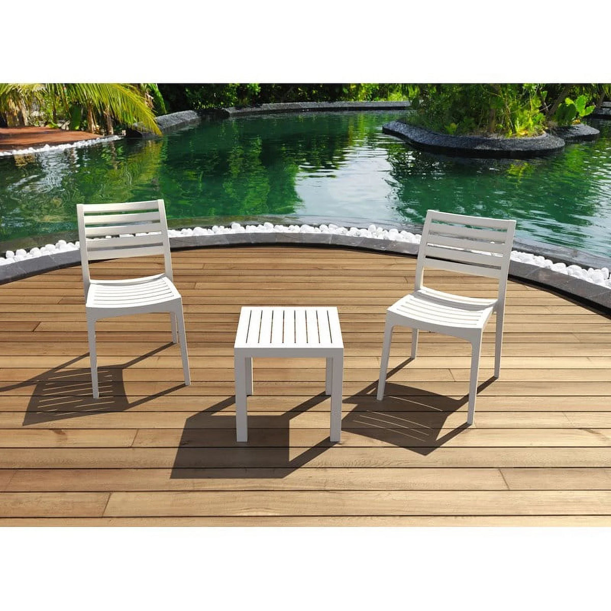 2 Piece White Resin Patio Side Table Set Z16217