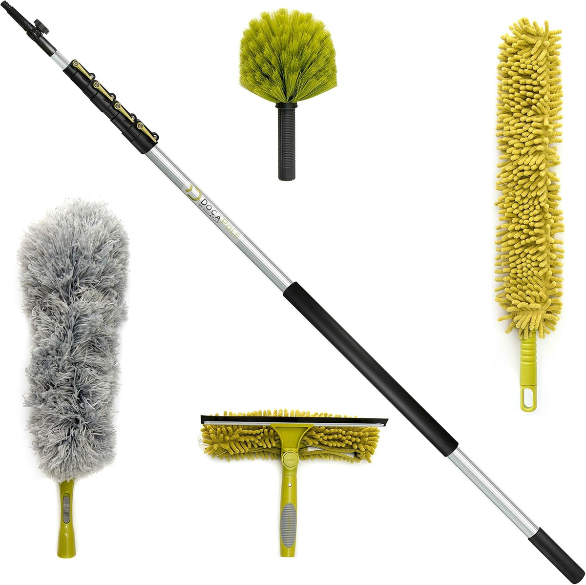 36 ft Telescoping Extension Pole Cleaning Kit with 3 Dusting Attachments and Window Squeegee M753081