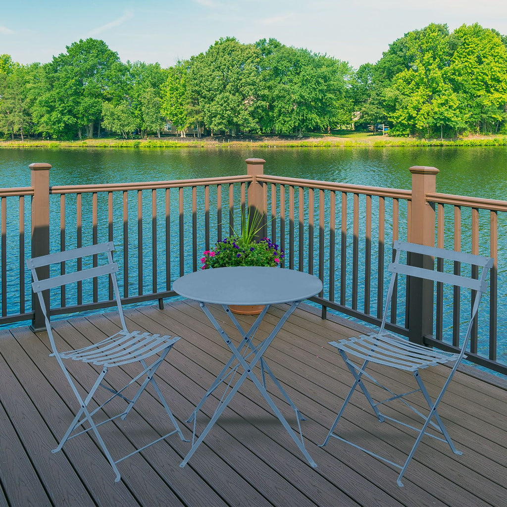 3 Piece Porch Furniture Set with Tea Table Blue V7917