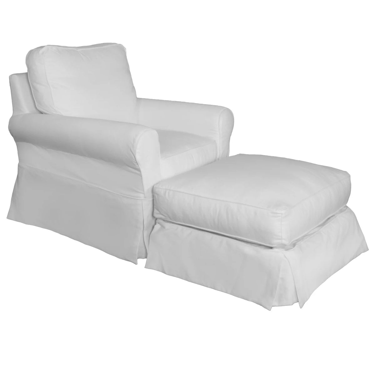 White Fabric Slipcover Swivel Rocking Chair & Ottoman X187373