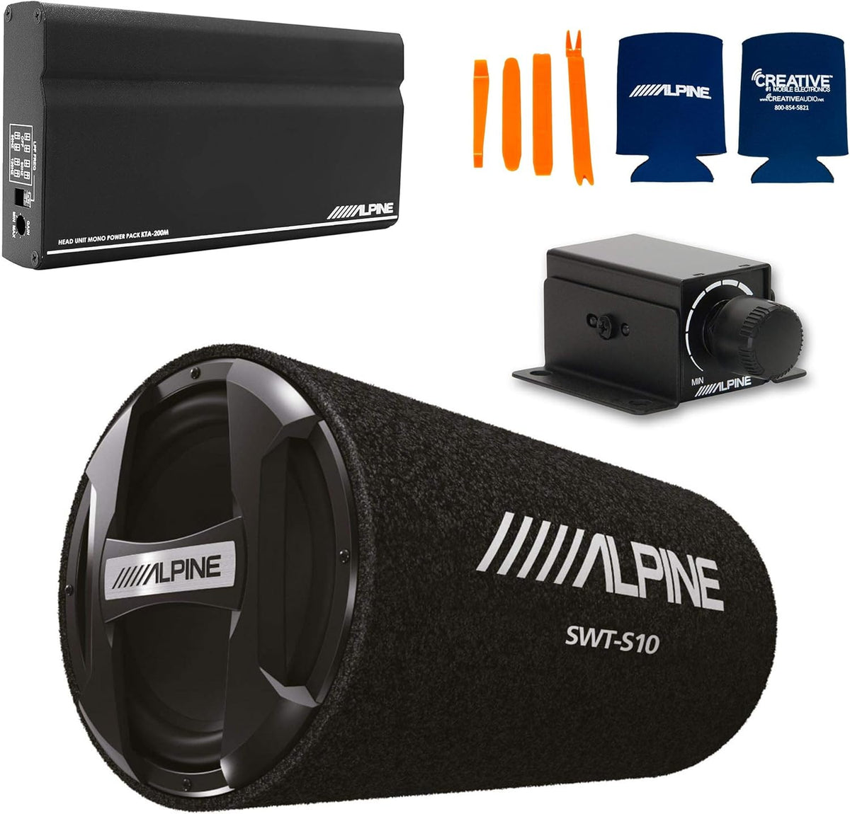 Mono Power Pack Amp with 10" Loaded Tube Subwoofer and Bass Knob G382