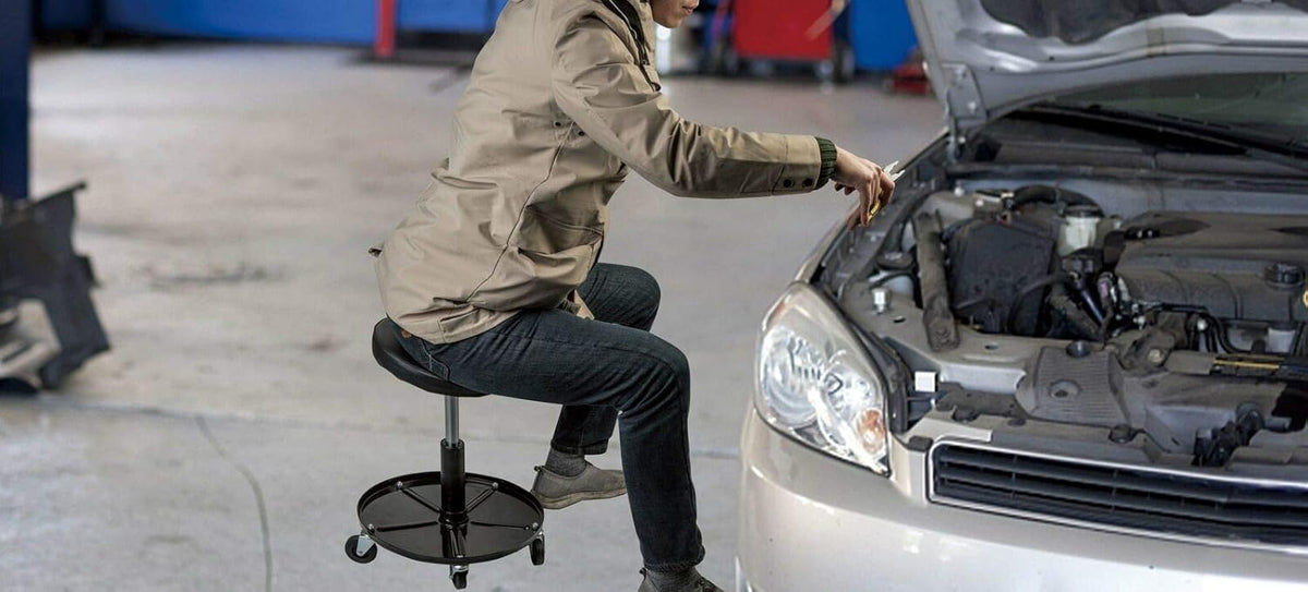 Heavy Duty Rolling Pneumatic Mechanic Stool with Tool Tray, 300lbs Pack of 2 V940